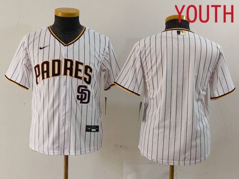 Youth San Diego Padres Blank White stripe Game 2024 Nike MLB Jersey style 2